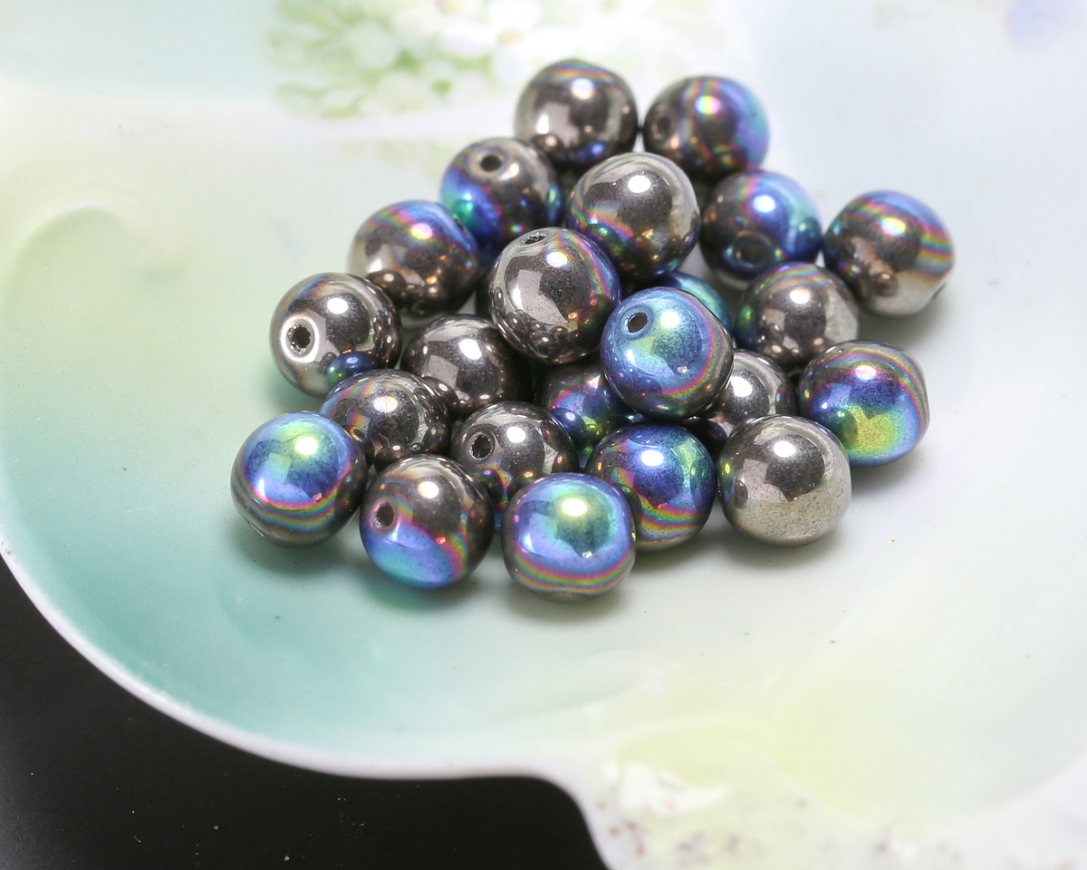 Czech Glass Antique Silver AB Round Druk 6mm