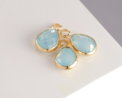 Sky Blue Opal Crystal Teardrop in Gold Finish Bezel 6.5x11.8mm