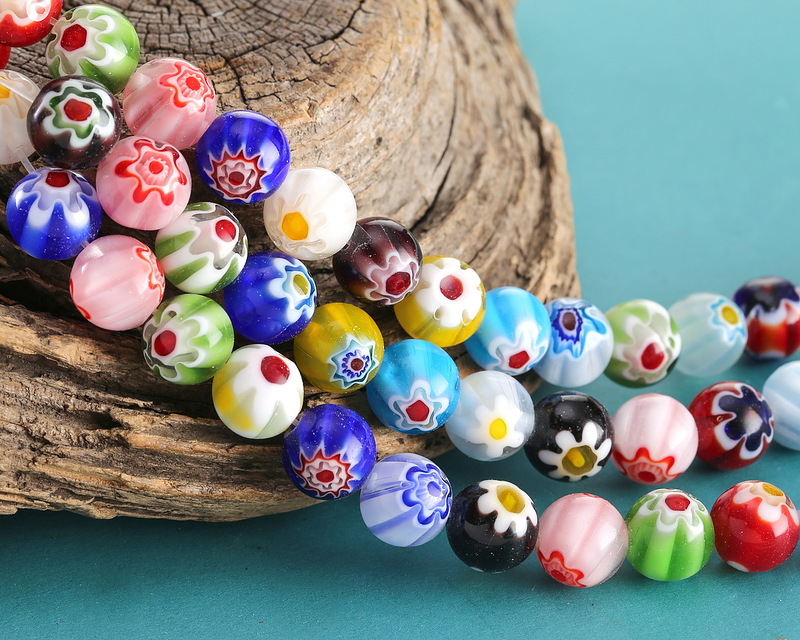 Murano Beads Millefiori Murano Flower Glass Flower Lampwork Bead - Main Image