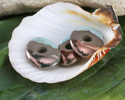 Mykonos Ceramic Raku Metallic Frosted Copper Oval Washer 15-18mm