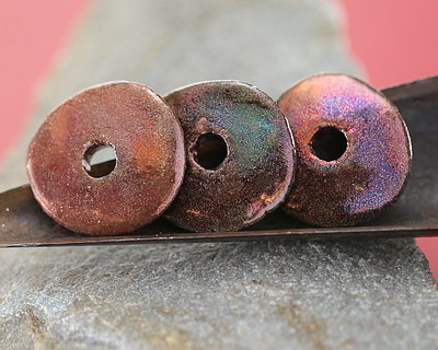 Mykonos Ceramic Iridescent Copper Patina Spacer Disc 30mm