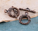 Mykonos Antique Copper (plated) Dragon Toggle Clasp 21x28mm, 32mm Bar
