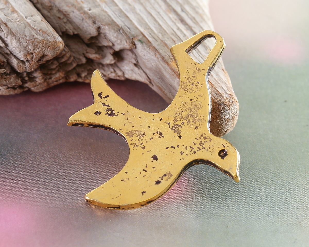 Mykonos Antique Gold (plated) Escher Bird Focal 43x35mm