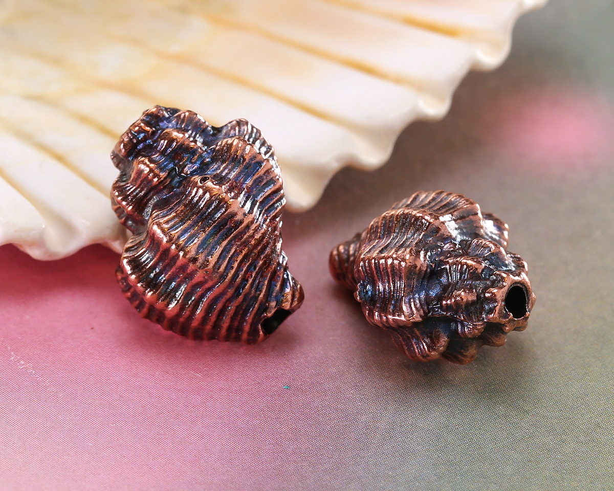 Mykonos Antique Copper (plated) Murex Shell Focal Bead 16x19mm
