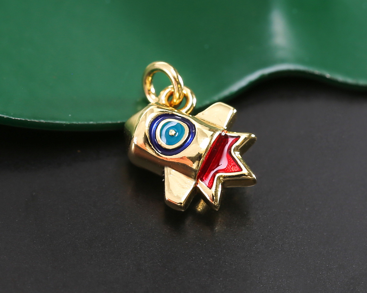 18k Gold (plated) Mini Spaceship w/ Enamel Focal 11x9mm