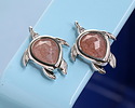 Strawberry Quartz w/ Silver Finish Sea Turtle Focal 15x19mm