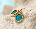 24K Gold (Plated) Transparent Turquoise Resin Round Focal 8x11mm