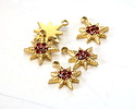 14K Gold (plated) Stainless Steel Star w/ Garnet Crystal Pavé Focal 9x11mm
