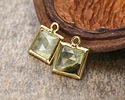 Prehnite w/ Gold Finish Faceted Square Focal 10x13mm