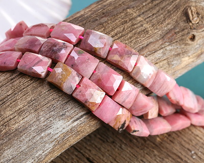 Wood Rhodonite Microfaceted Rectangle 10x8mm