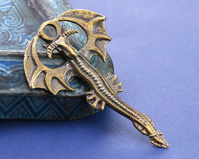 Mykonos Antique Brass (plated) Soaring Dragon Focal 35x55mm