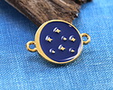 24K Gold (plated) Cobalt Enamel Starry Night Focal Link 15x20mm
