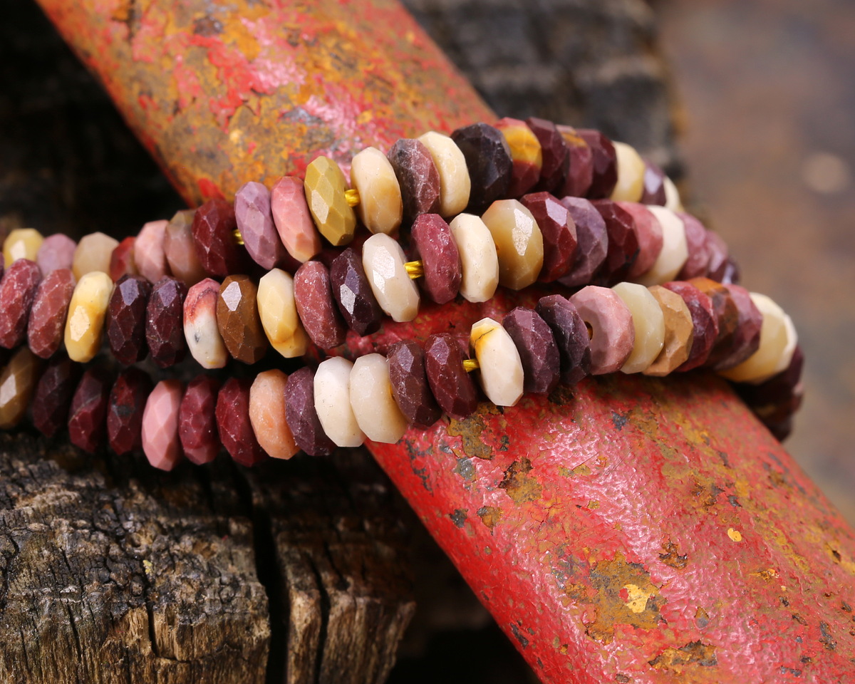 Mookaite Faceted Spacer Rondelle 2x5mm