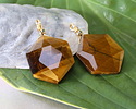 Tiger Eye w/ Gold Finish Faceted Hexagon Wire Wrapped Pendant 20x25mm