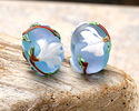 Grace Lampwork Matte Magnolia Mist Rondelle 10x16mm