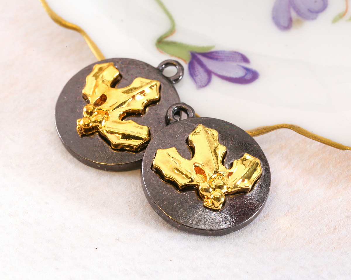 Holly Two-Toned Gunmetal & Gold Finish Round Focal 17.5x20.5mm
