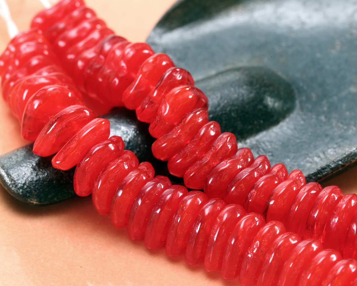 Czech Glass Red Opal Leaf Drop 9mm