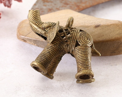 African Brass (Baule Tribe, Ivory Coast) Elephant Focal 48x62mm