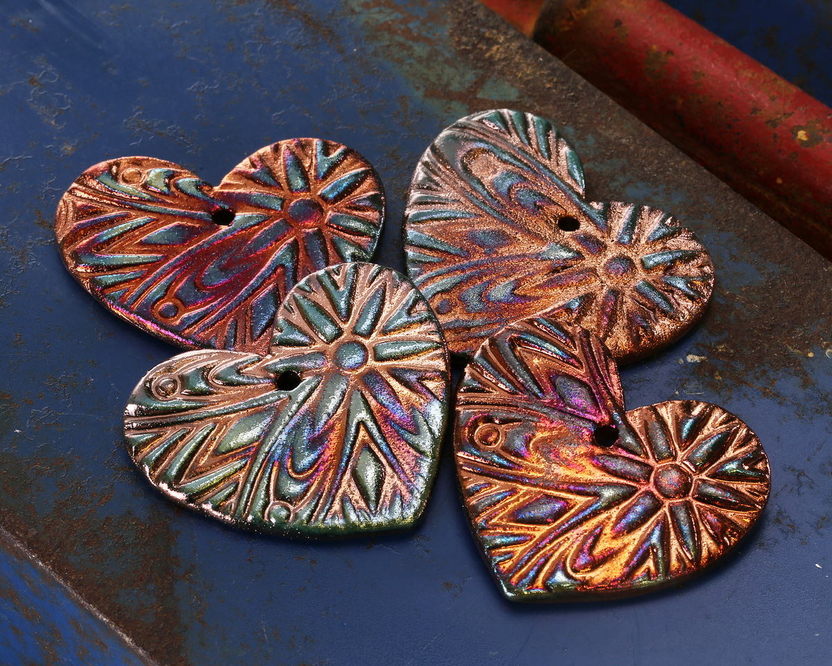 Xaz Raku Flash Starburst Heart Focal 44-46x37-39mm