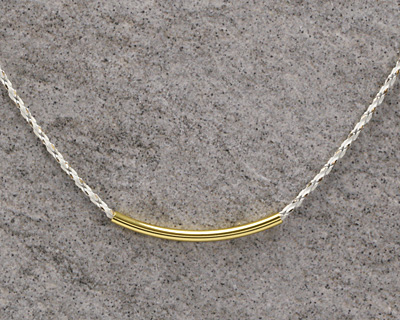 Gold (plated) Shallow Curve Noodle Bead 60x11mm