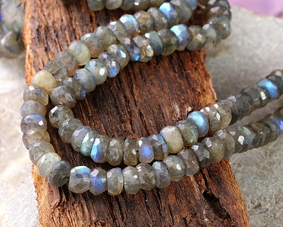 Labradorite Faceted Rondelle 3-4x7-8.5mm