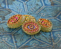 Czech Glass Matte Peridot w/ Metallic Rainbow Mystic Eye 14x11mm
