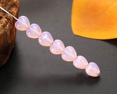 Czech Glass Pink Opal Heart 6mm