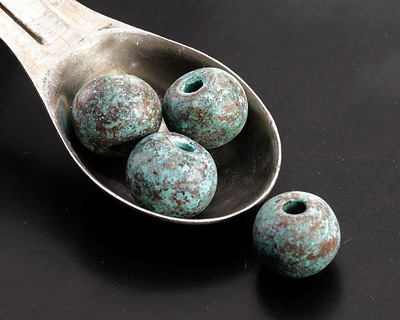 Mykonos Metalized Ceramic Copper Patina Rondelle 10x13mm