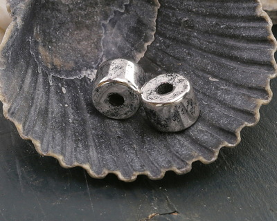 Mykonos Metalized Ceramic Antique Silver Tube Spacer 7x8mm