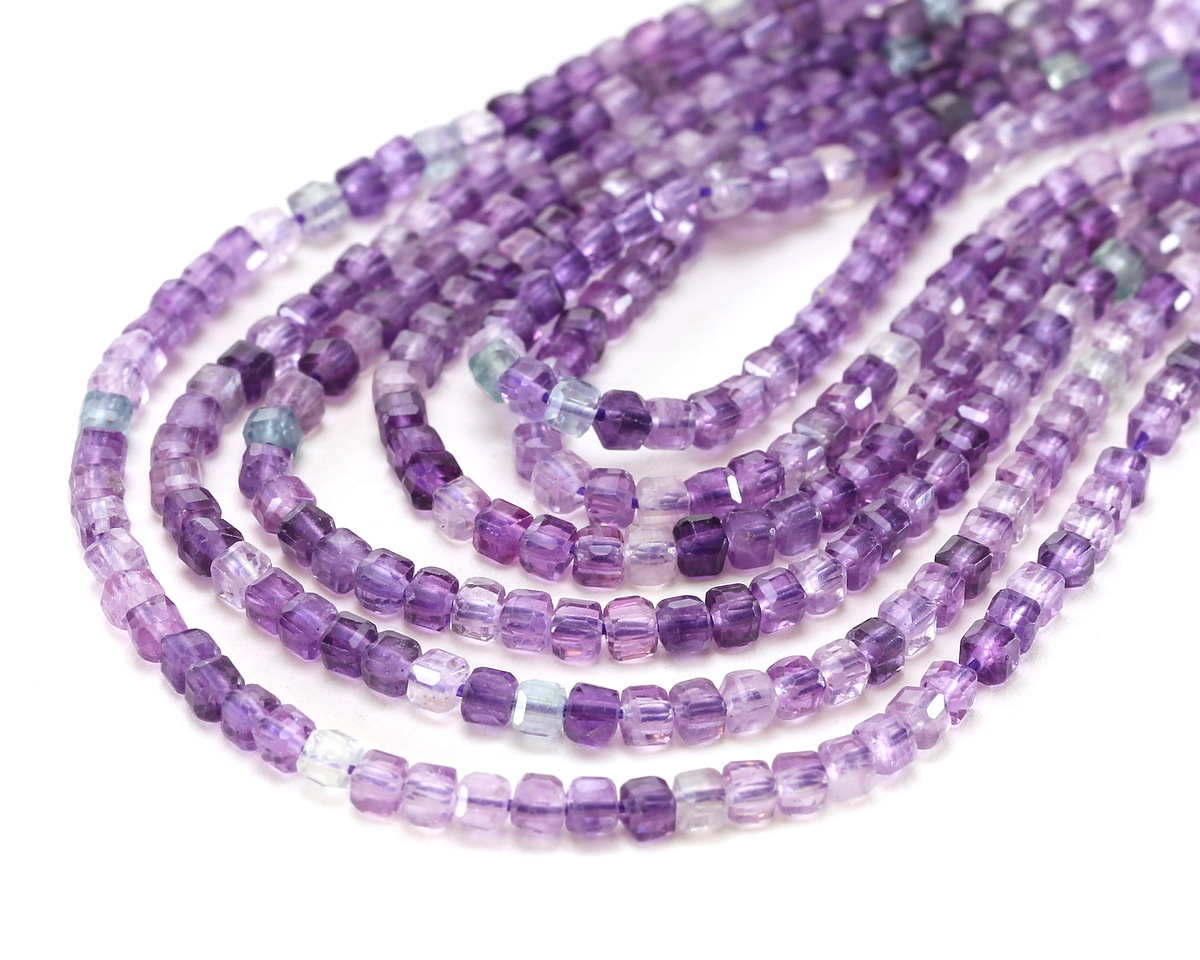 Purple Fluorite (AA) Microfaceted Miracle Cube 3mm