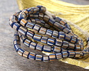 Java Glass Pacific Blue w/ Stripes Graduated Gooseberry Beads 3-6x4-6mm