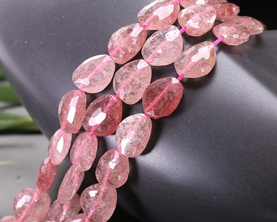 Red Strawberry Quartz Microfaceted Puff Pear 13x16mm