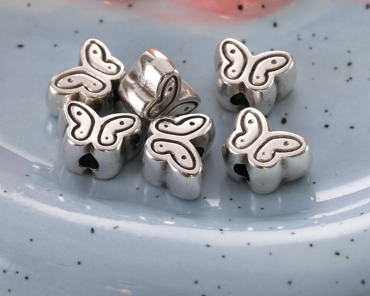 Antique Silver (plated) Butterfly Bead 6.5x8.5mm