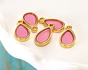 24K Gold (Plated) Transparent Rose Resin Drop Focal 8x15mm