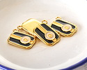 24K Gold (Plated) Jet & Pearl Enamel Vintage Transistor Radio Focal 20mm