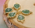 Green Strawberry Quartz w/ Gold Finish Faceted Teardrop Focal 10x12mm