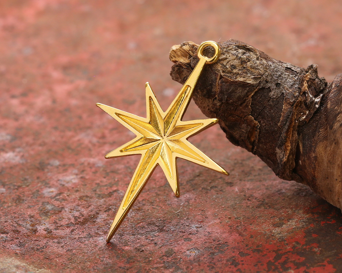 24K Gold (plated) Bethlehem Star Pendant 21x30mm