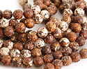 Tibetan (Dzi) Agate Matte Rust & White Molten Pattern Round 12mm
