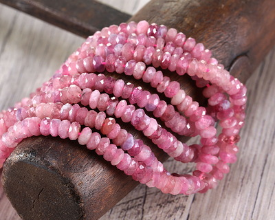 Pink Tourmaline Microfaceted Rondelle 2x4mm