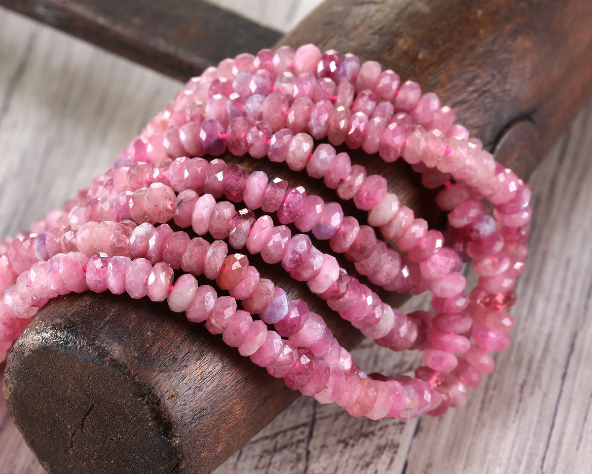 Pink Tourmaline Microfaceted Rondelle 2x4mm