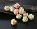 Czech Glass Flamingo Bay w/ Gold Flecks Melon Round 8mm