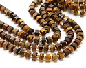 Tiger Eye Microfaceted Hexagon Heishi 4x8mm