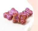 Czech Glass Bisque Picasso w/ Pink Stone Wash Butterfly 16x11mm