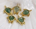 Green Strawberry Quartz w/ Gold Finish Sea Turtle Focal 15x19mm