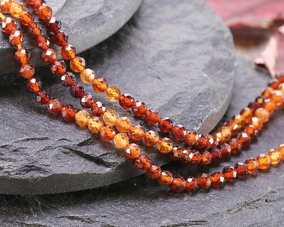 Hessonite Ombré Faceted Round 3.5mm