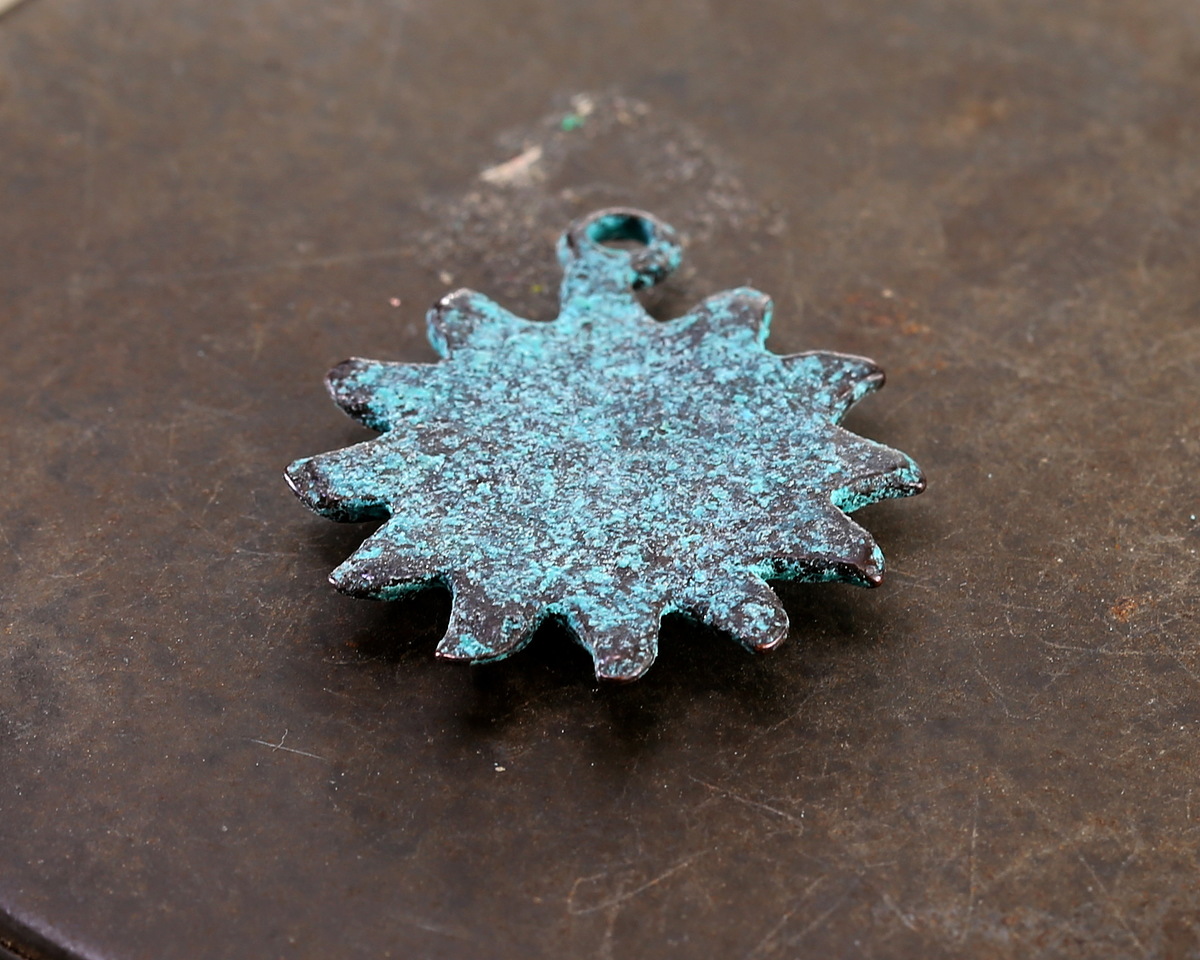 Mykonos Copper (plated) Patina Sun Face Focal 25x29mm