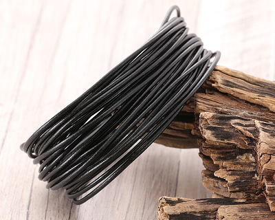 Black Round Greek Leather Cord 1.5mm, 16 feet