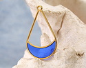 24K Gold (Plated) Transparent Cobalt Blue Resin Openwork Teardrop Focal 24x42mm