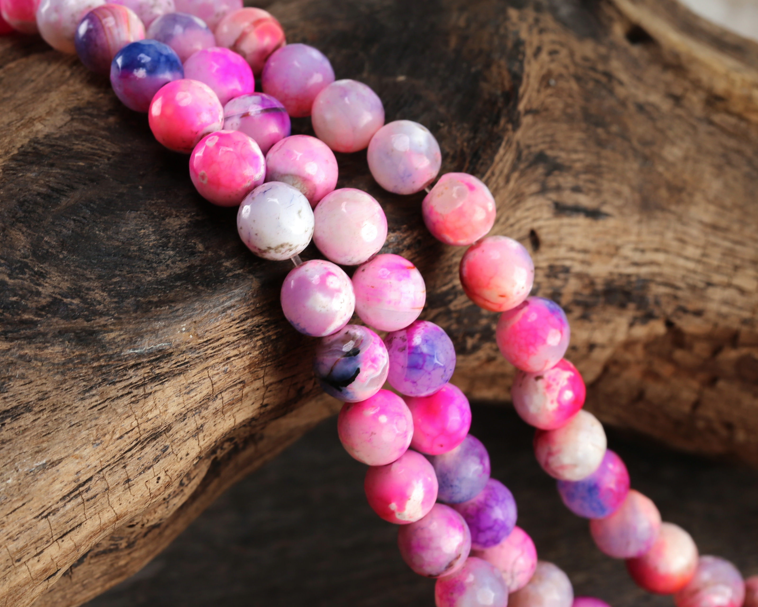 Orchid Fire Agate Faceted Round 8mm