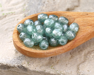 Czech Glass Matte Aquamarine w/ Silver Flecks Fire Polished Round 3mm